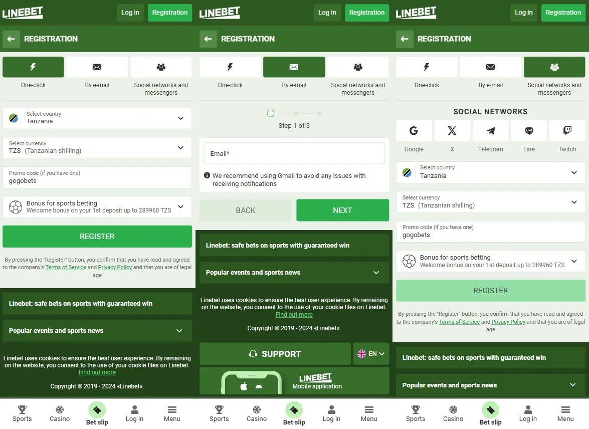 LineBet registration