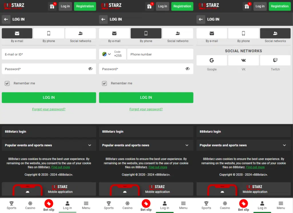 Authorization on the bookmaker's website
